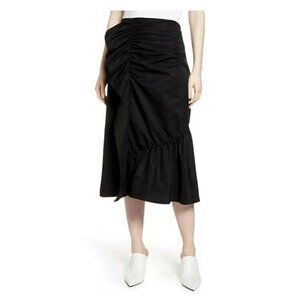 Halogen Black Ruffle Front Midi Skirt 4